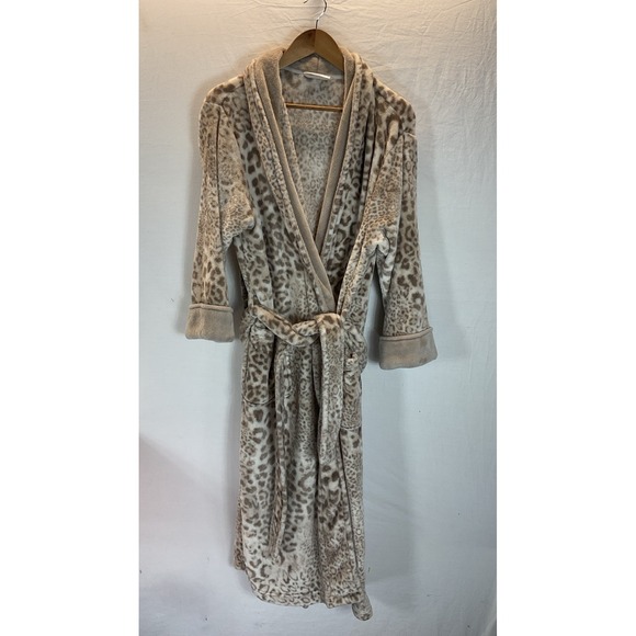 Natori Leopard Print Soft Plush Long Robe, Animal Print, Size XL - Picture 1 of 9